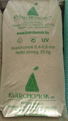 Kvarchomok, 0,4-0,8 mm homokszűrős vízforgatóhoz 25 kg-0