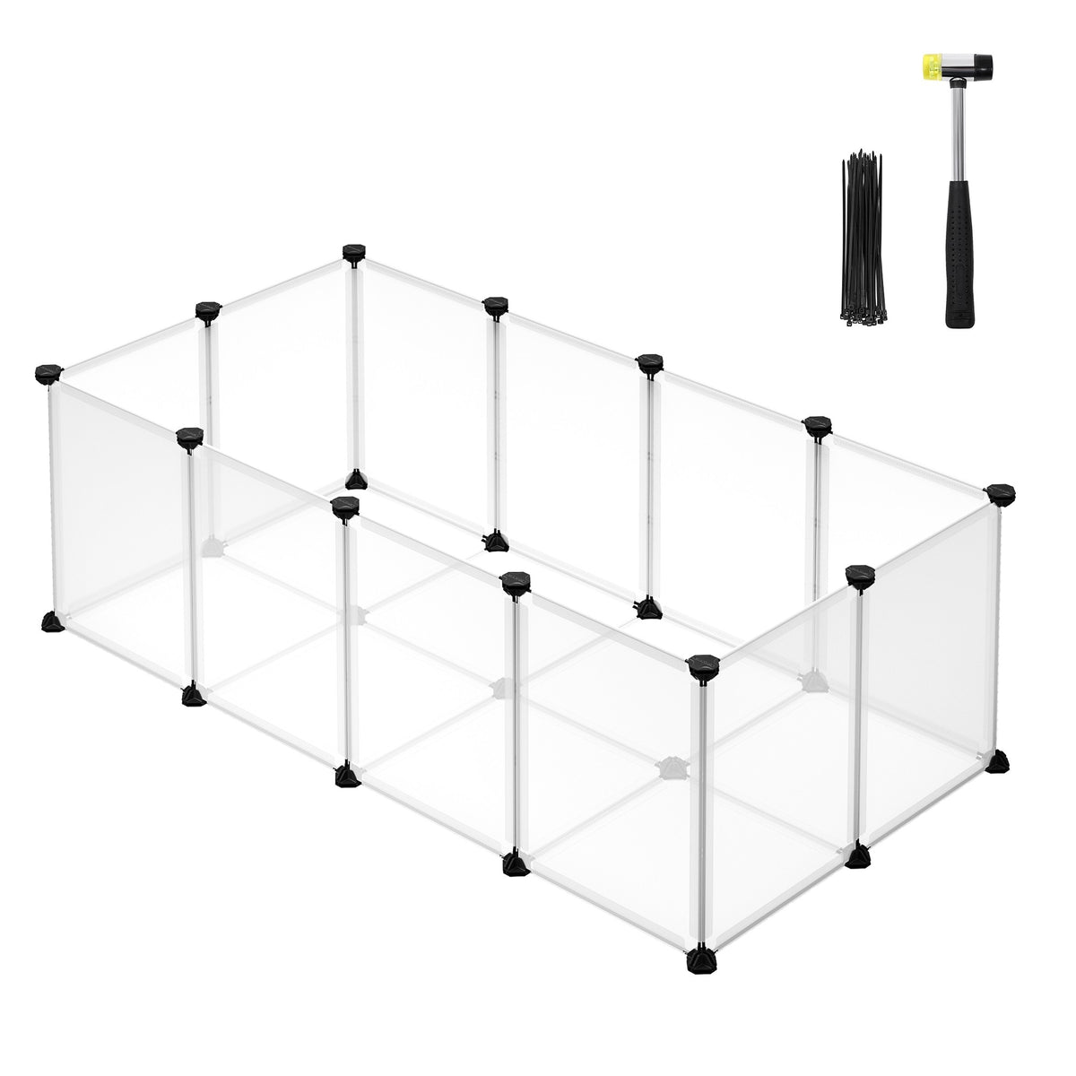 Ketrec háziállatoknak műanyag átlátszó elemekkel, fehér 125x63x42cm-7