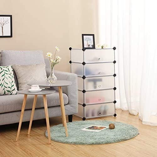 Cipőtároló doboz 10 db moduláris tárolódoboz, fehér 43x31x173cm-6