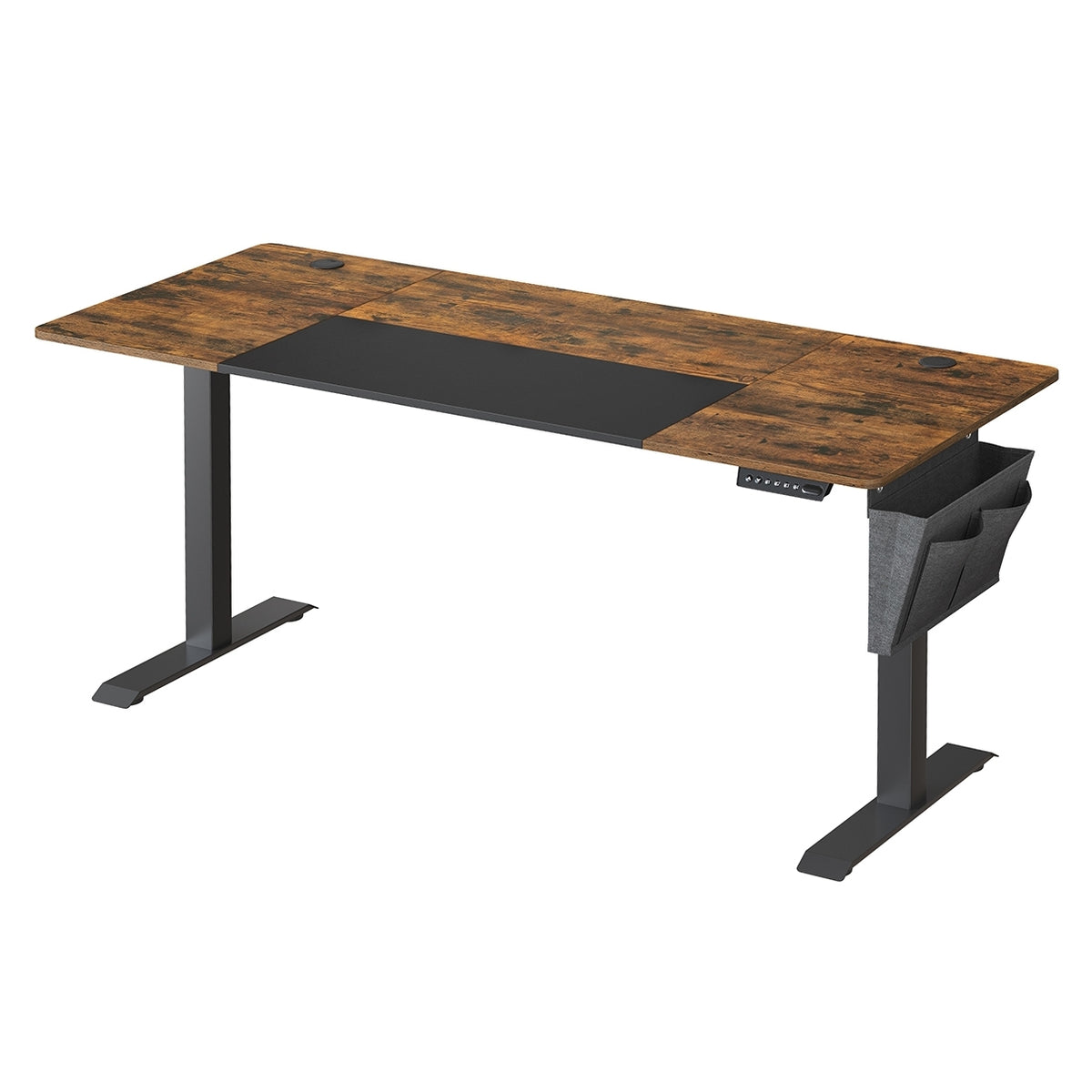 Íróasztal, elektromosan állítható magasság, rusztikus barna és fekete 70 x 160 x (72-120) cm-0