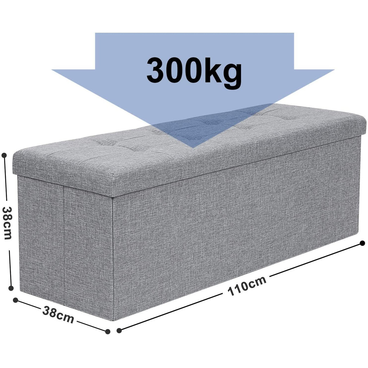 Összecsukható vászon tárolópuff, szürke 110x38x38cm-2