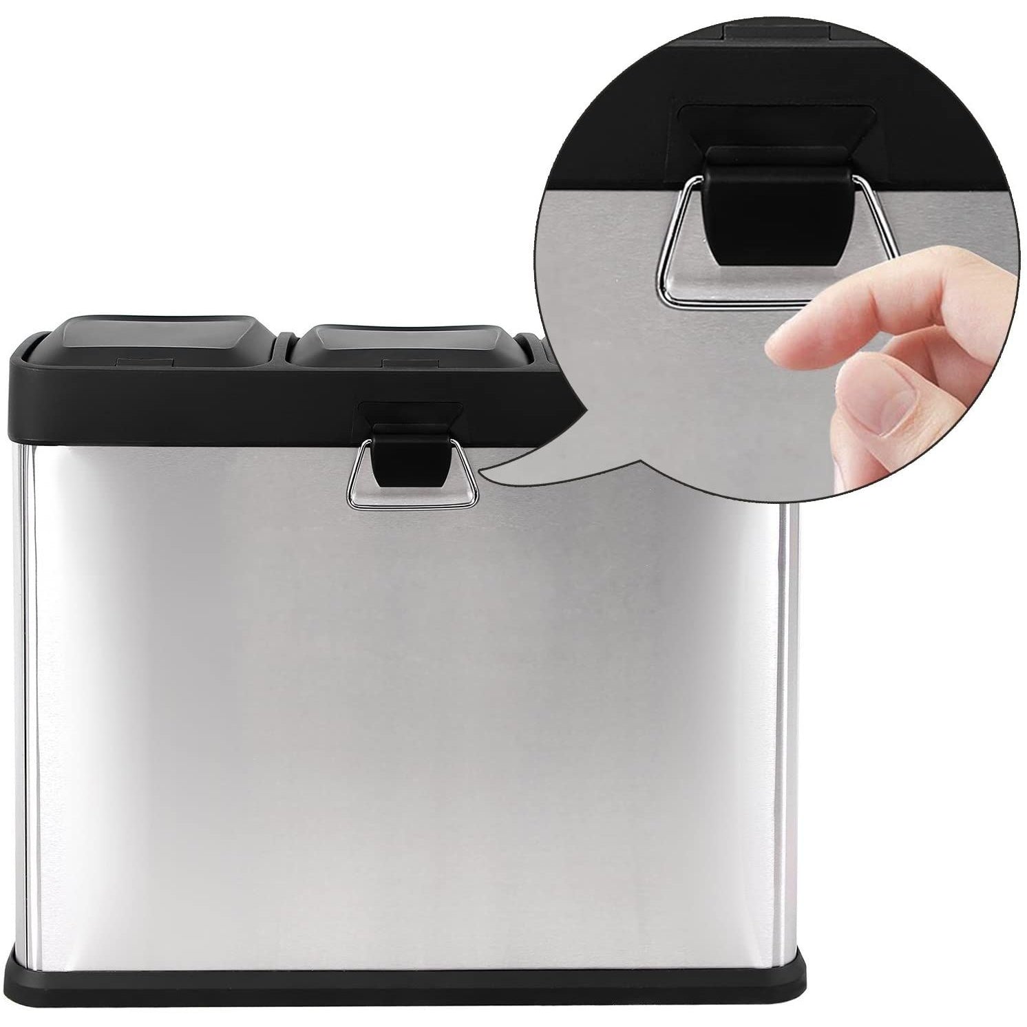 Szelektív szemeteskuka 3x15L, ezüst-5