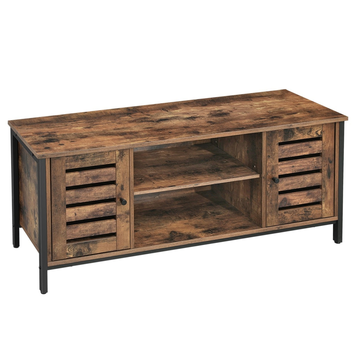 TV szekrény polcokkal és két ajtóval, rusztikus barna 110x40x50cm-1