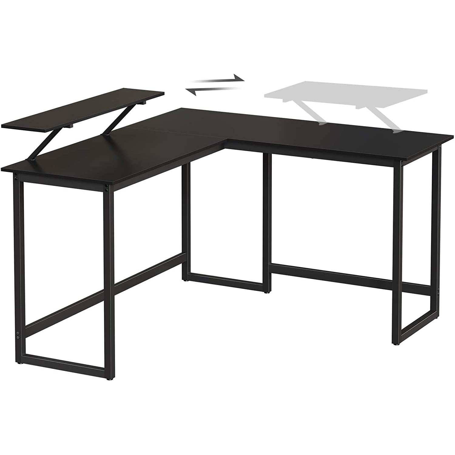 Sarok íróasztal monitor állvánnyal, fekete 140x130x92cm-5
