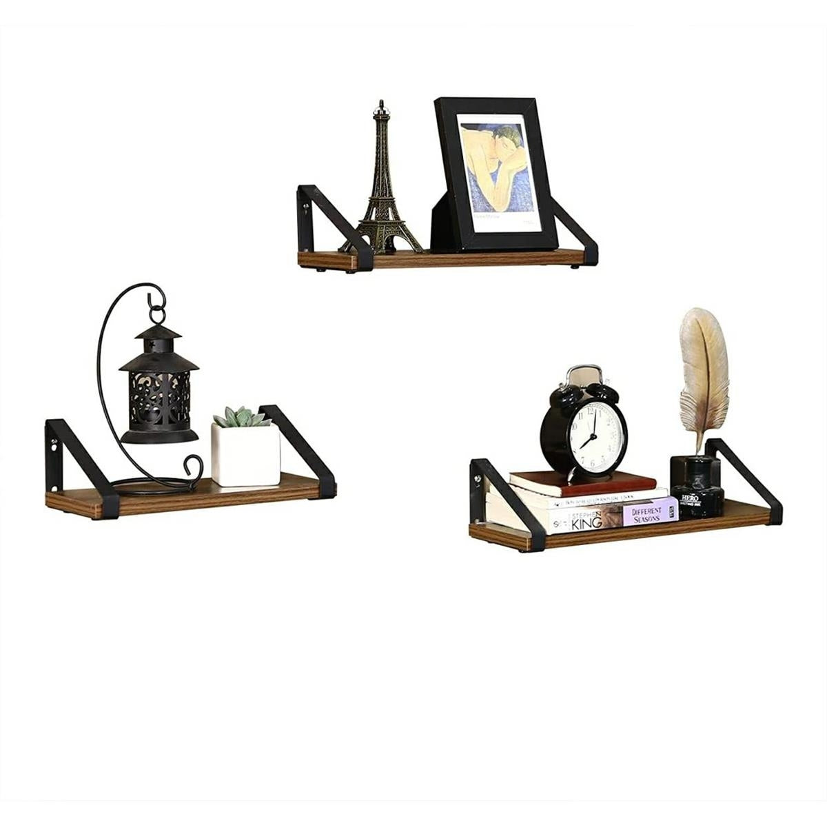 3 darabos fali polc szett, rusztikus barna 30/35/40cm-0
