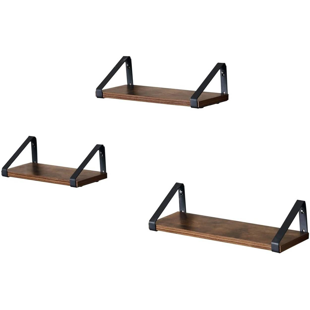 3 darabos fali polc szett, rusztikus barna 30/35/40cm-1