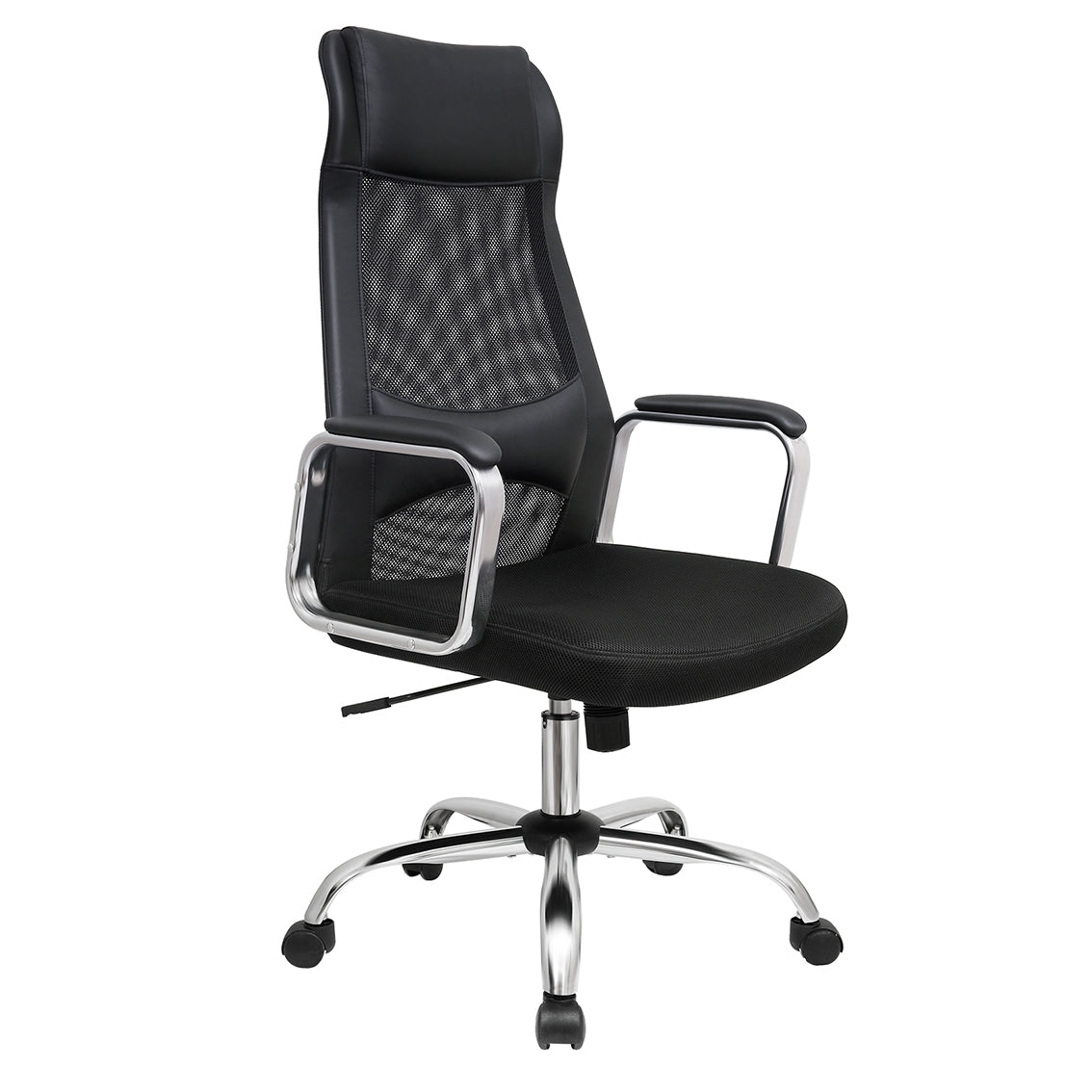 Irodai ergonomikus szék, fej- és deréktámasszal, fekete-0