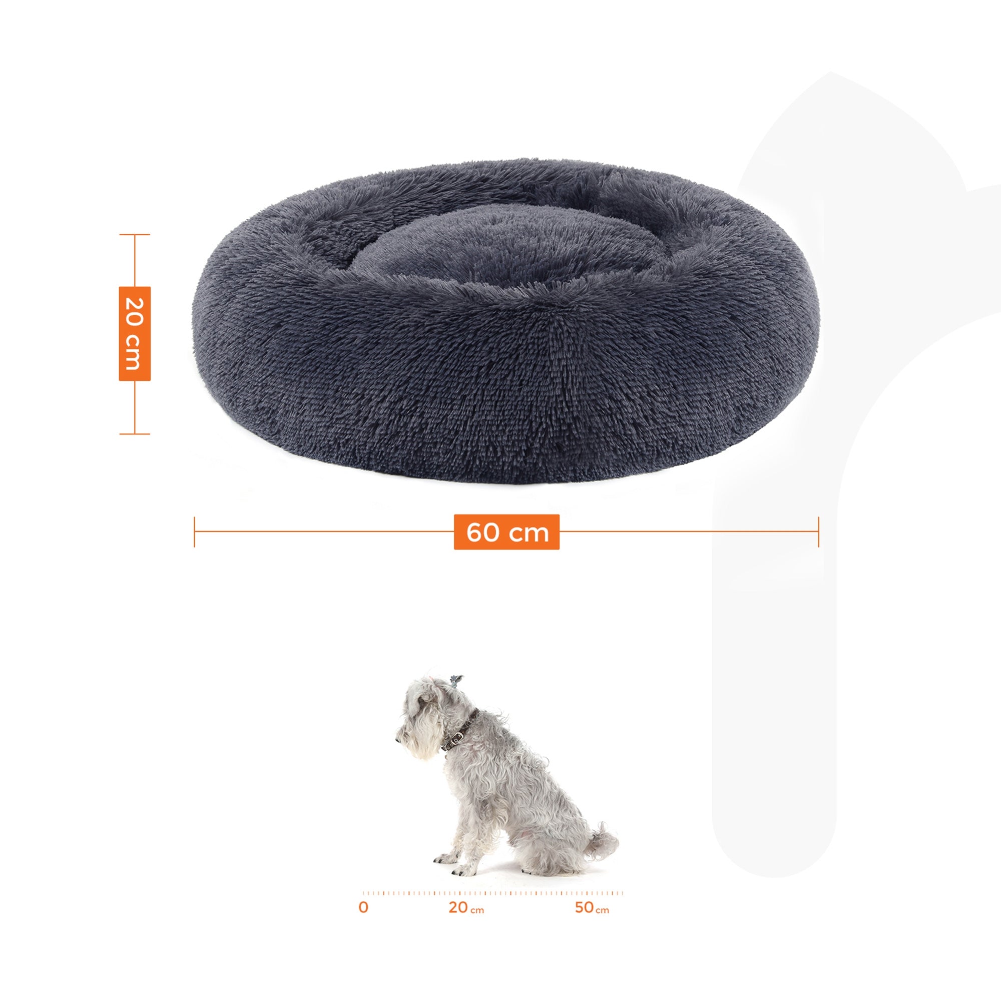 Kutyafekhely bolyhos puha kör alakú, 60 cm, sötétszürke-1