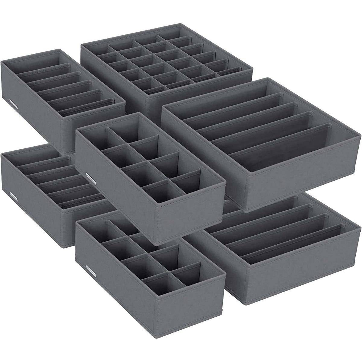 Szövet fiókrendszerező fehérneműknek 8 darabos készlet, szürke-0