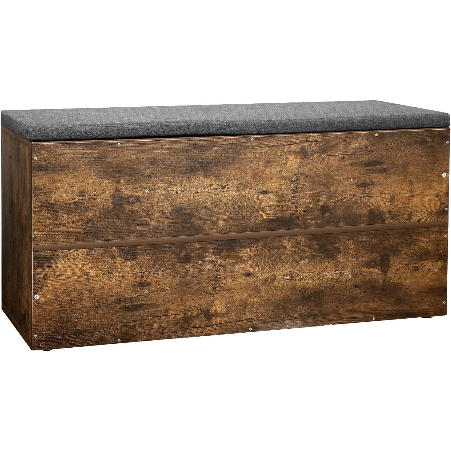 Cipőtároló pad, párnázott ülőfelülettel, rusztikus barna 104x30x48cm-5